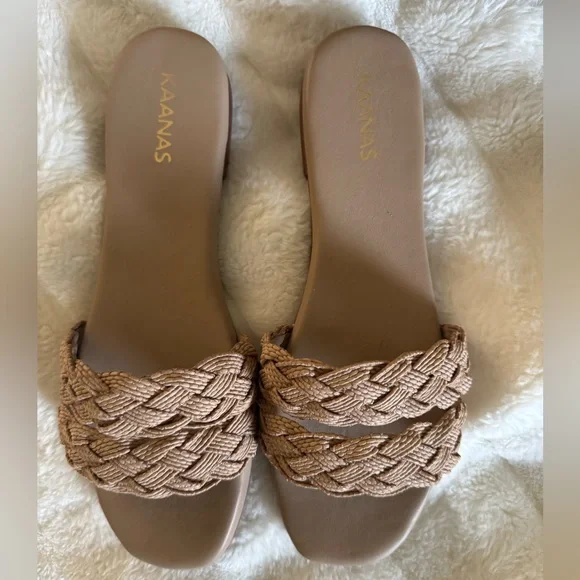 Women's Papagayo Double Braid Slide Sandals In Camel 🐫 - Picture 7 of 9